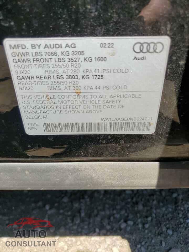 AUDI E-TRON 2022 - WA1LAAGE0NB024211