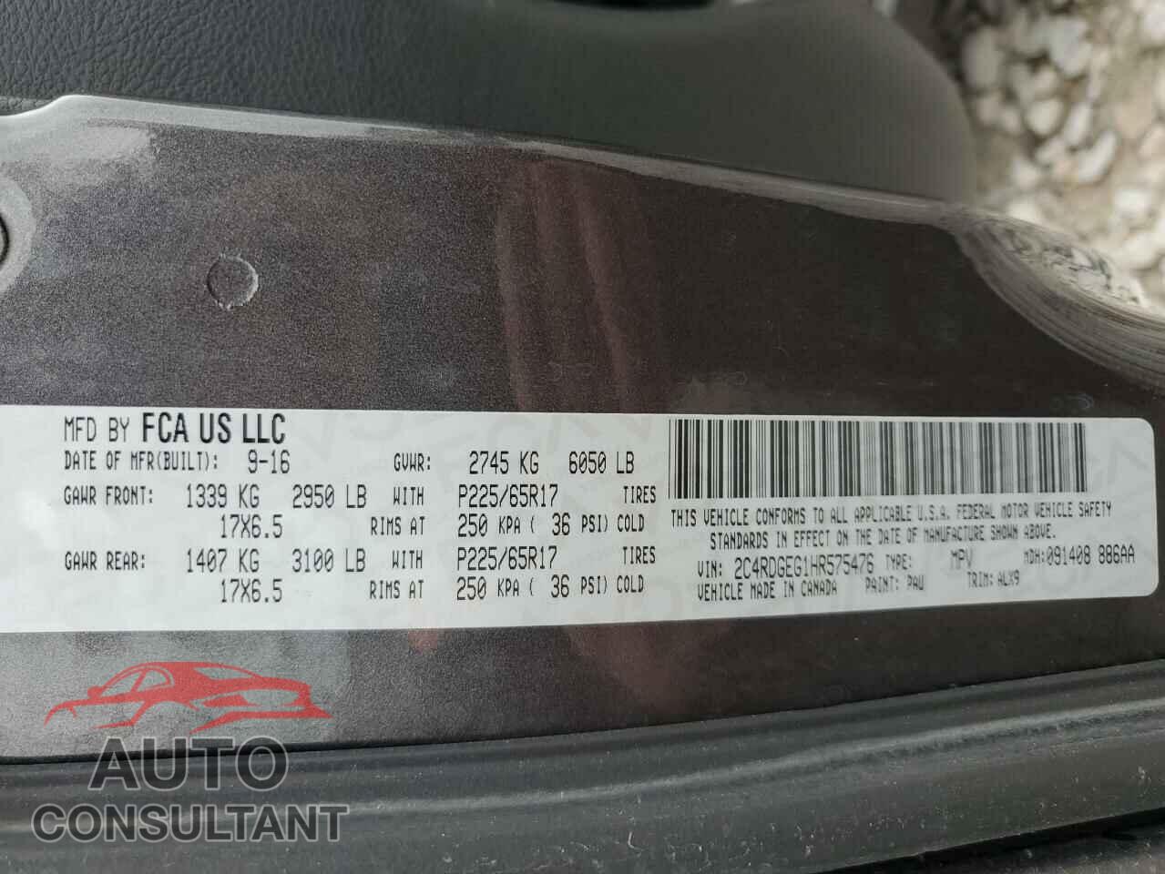 DODGE CARAVAN 2017 - 2C4RDGEG1HR575476