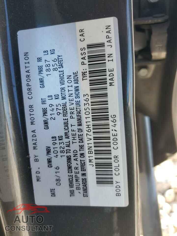 MAZDA 3 2017 - JM1BN1V76H1105363