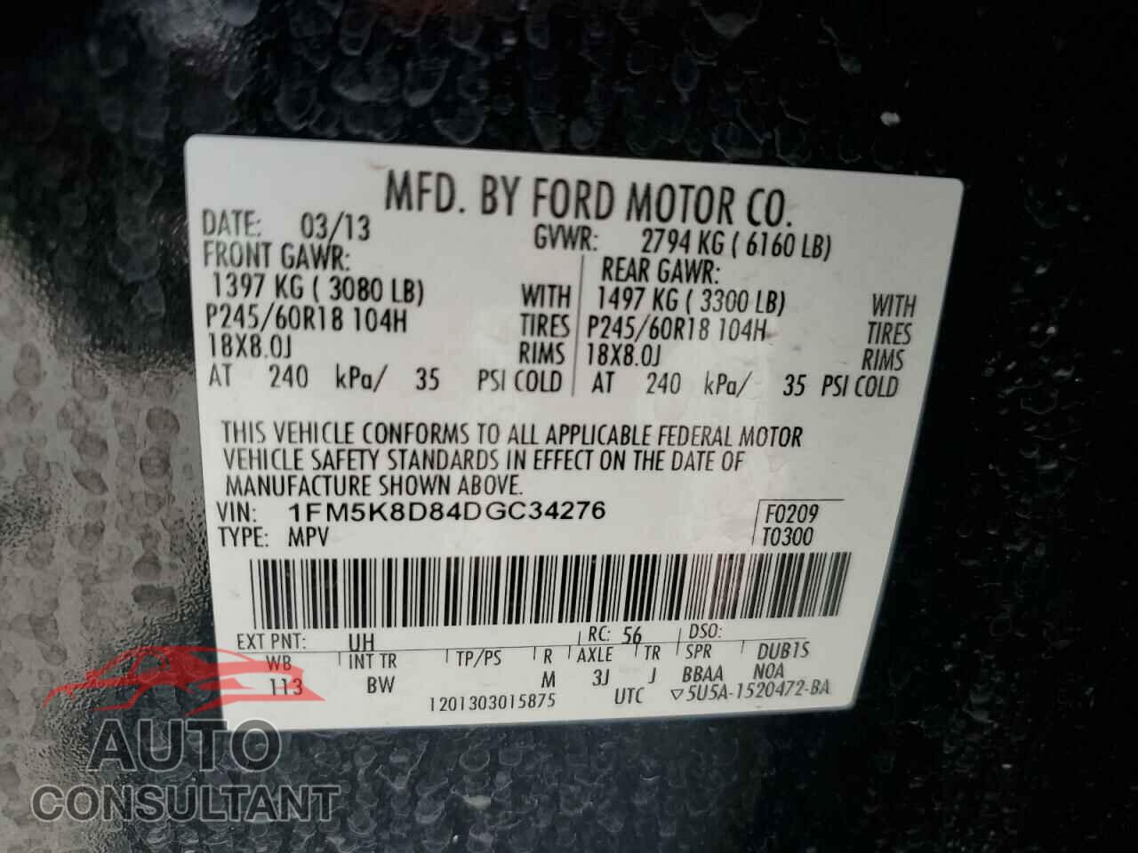 FORD EXPLORER 2013 - 1FM5K8D84DGC34276