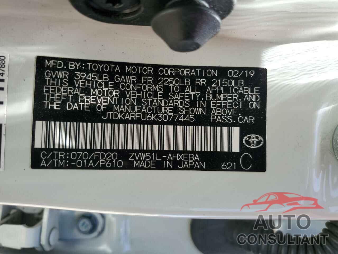 TOYOTA PRIUS 2019 - JTDKARFU6K3077445