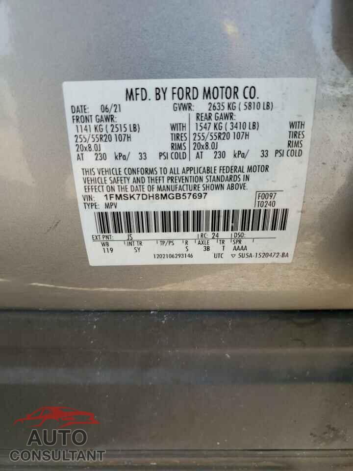 FORD EXPLORER 2021 - 1FMSK7DH8MGB57697
