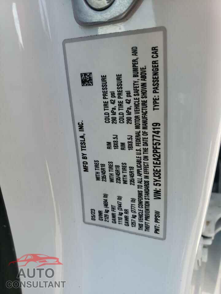 TESLA MODEL 3 2023 - 5YJ3E1EA2PF577419