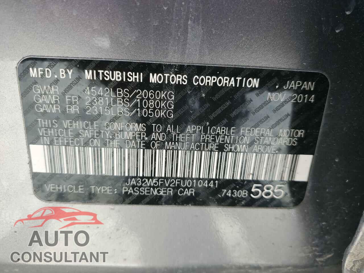 MITSUBISHI EVO 2015 - JA32W5FV2FU010441