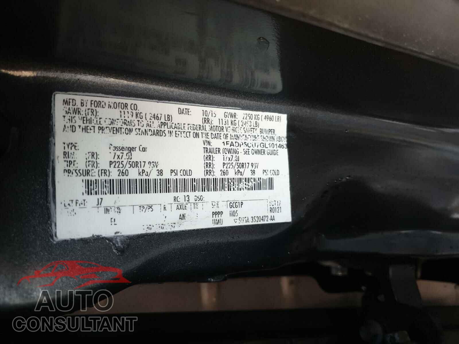 FORD CMAX 2016 - 1FADP5CU7GL101463