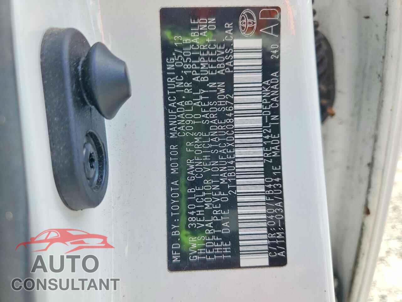 TOYOTA COROLLA 2013 - 2T1BU4EEXDC084672