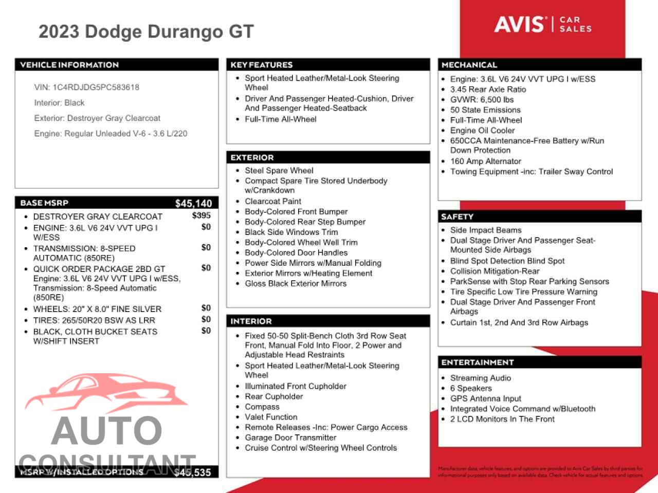 DODGE DURANGO 2023 - 1C4RDJDG5PC583618