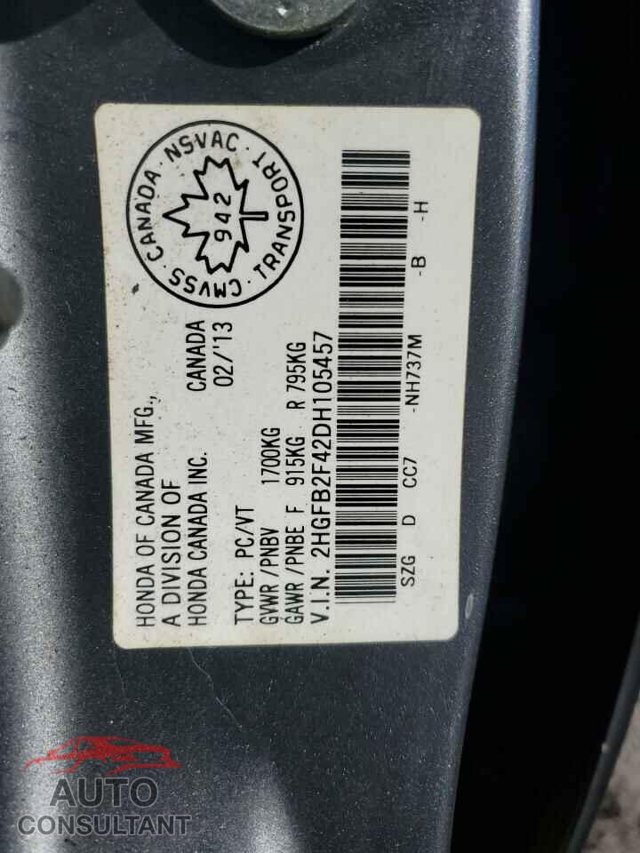 HONDA CIVIC 2013 - 2HGFB2F42DH105457