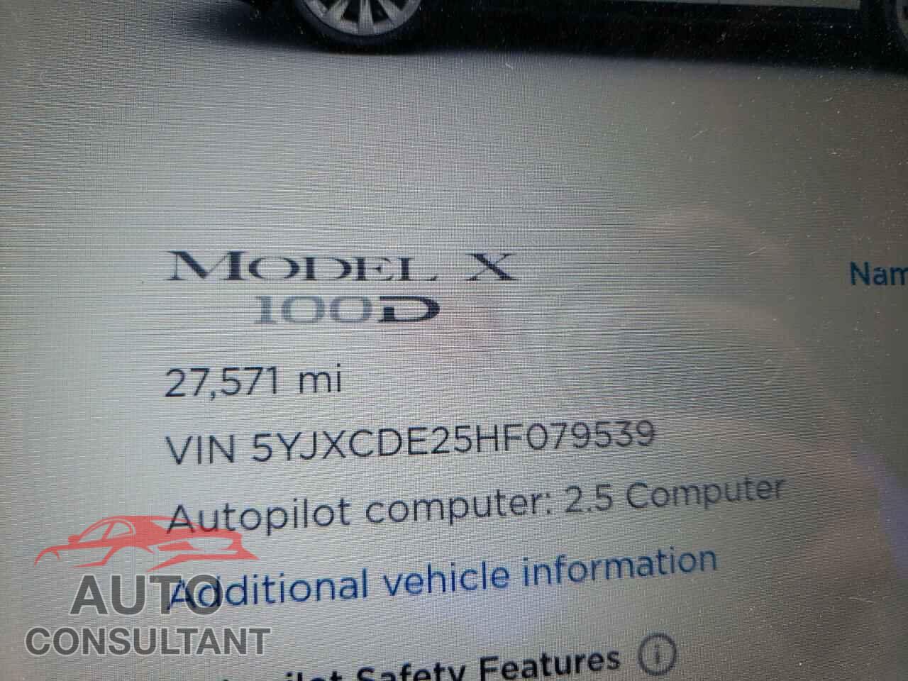 TESLA MODEL X 2017 - 5YJXCDE25HF079539