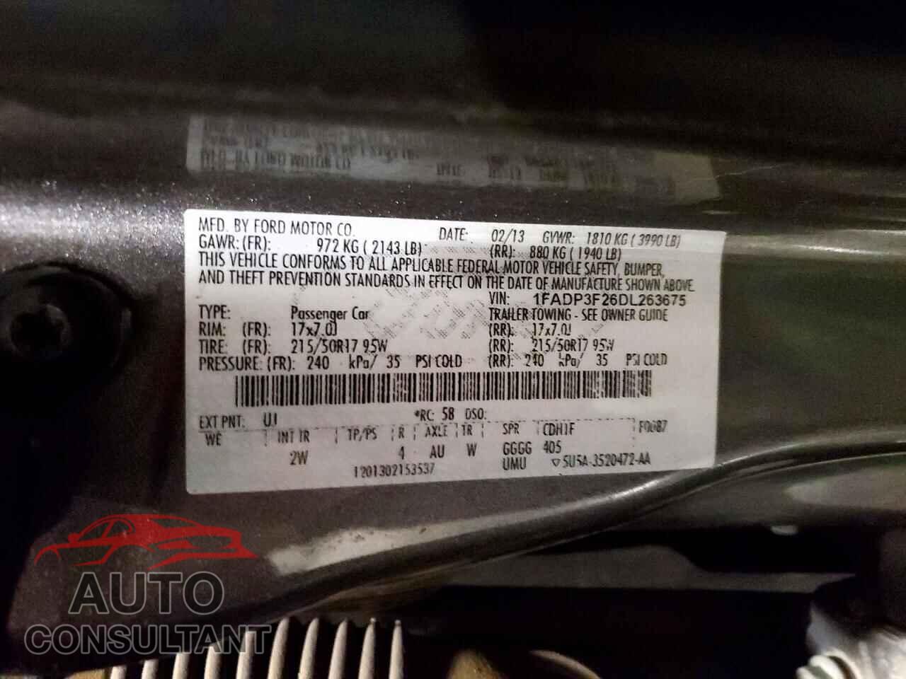 FORD FOCUS 2013 - 1FADP3F26DL263675