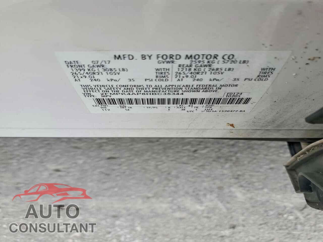 FORD EDGE 2017 - 2FMPK4AP8HBC35344