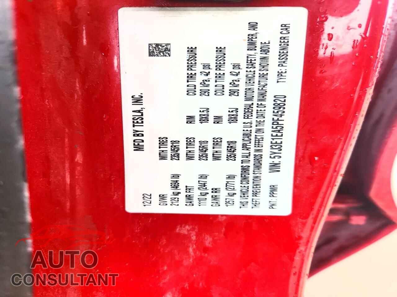 TESLA MODEL 3 2023 - 5YJ3E1EA5PF459820