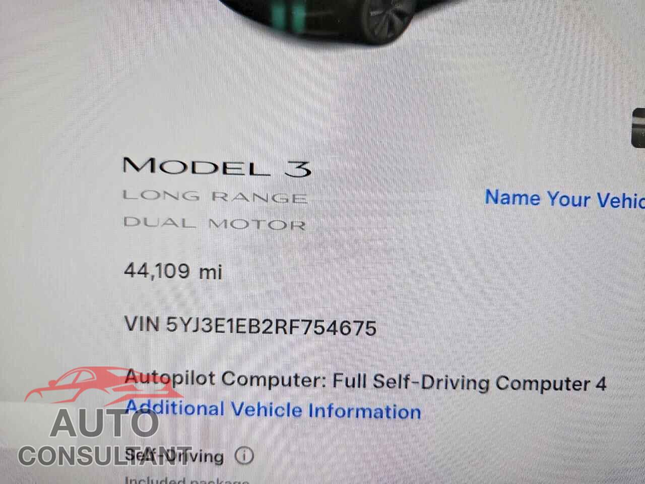 TESLA MODEL 3 2024 - 5YJ3E1EB2RF754675