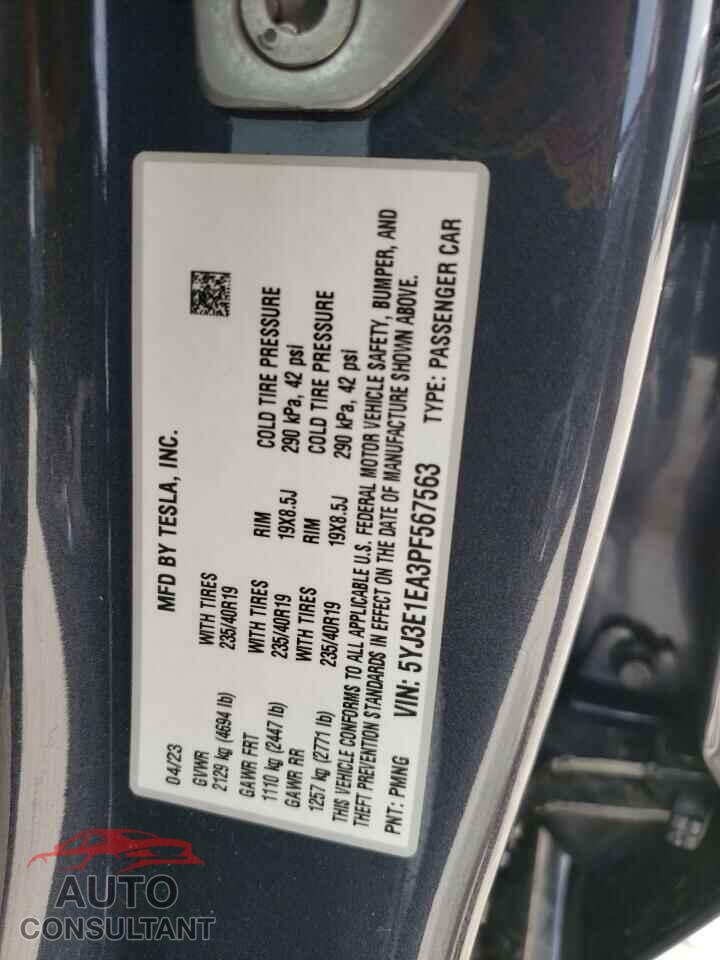 TESLA MODEL 3 2023 - 5YJ3E1EA3PF567563
