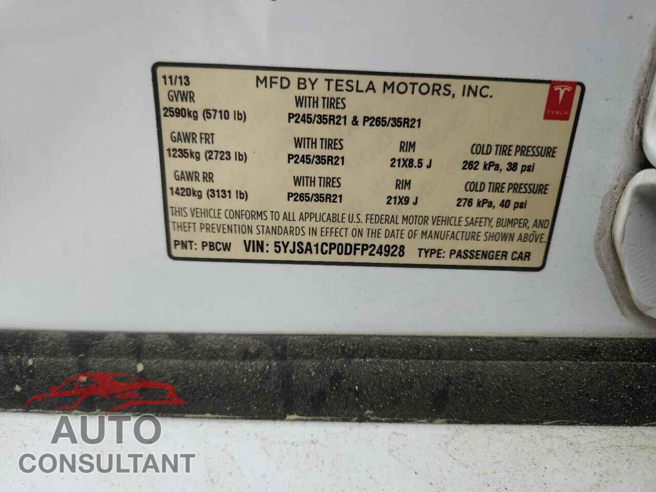TESLA MODEL S 2013 - 5YJSA1CP0DFP24928