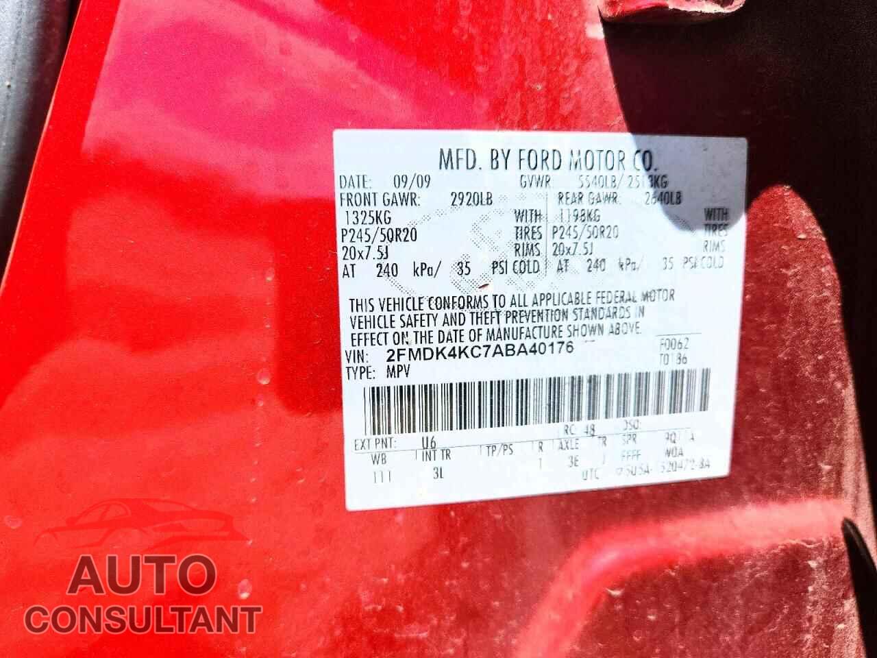 FORD EDGE 2010 - 2FMDK4KC7ABA40176
