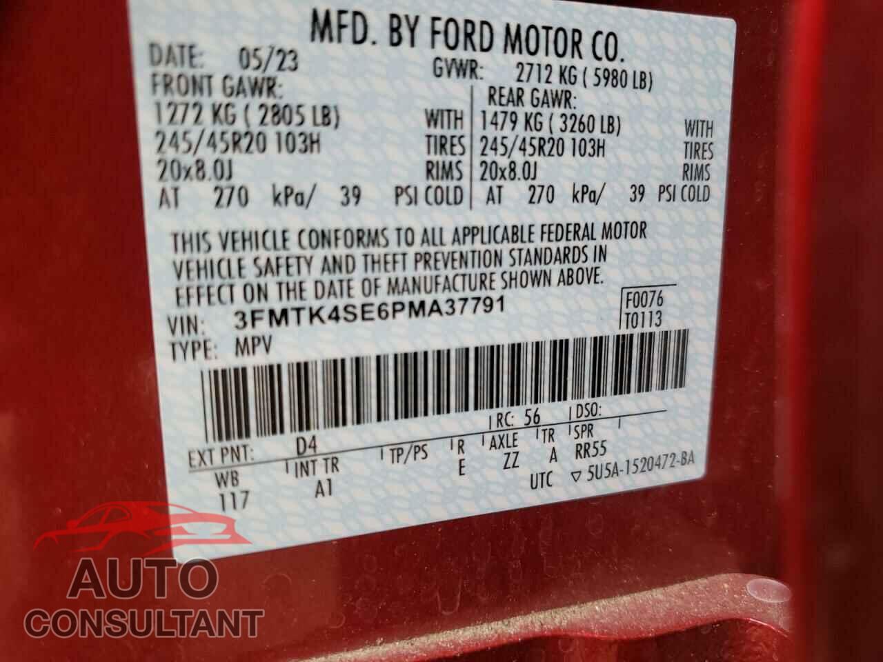 FORD MUSTANG 2023 - 3FMTK4SE6PMA37791