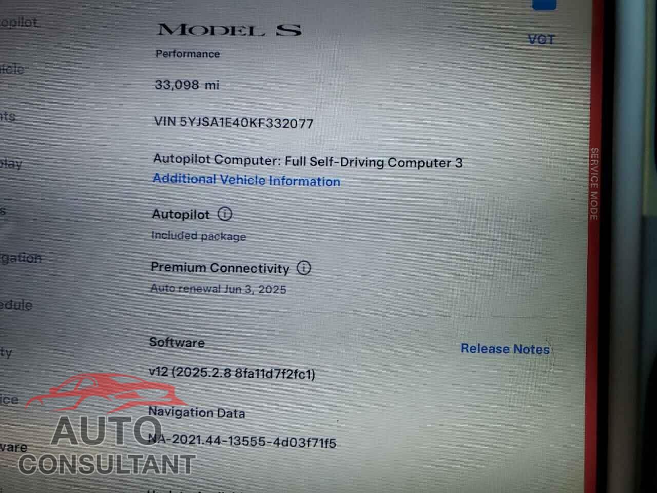 TESLA MODEL S 2019 - 5YJSA1E40KF332077
