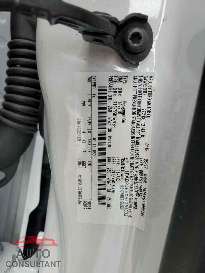 FORD FOCUS 2017 - 1FADP3FEXHL281032