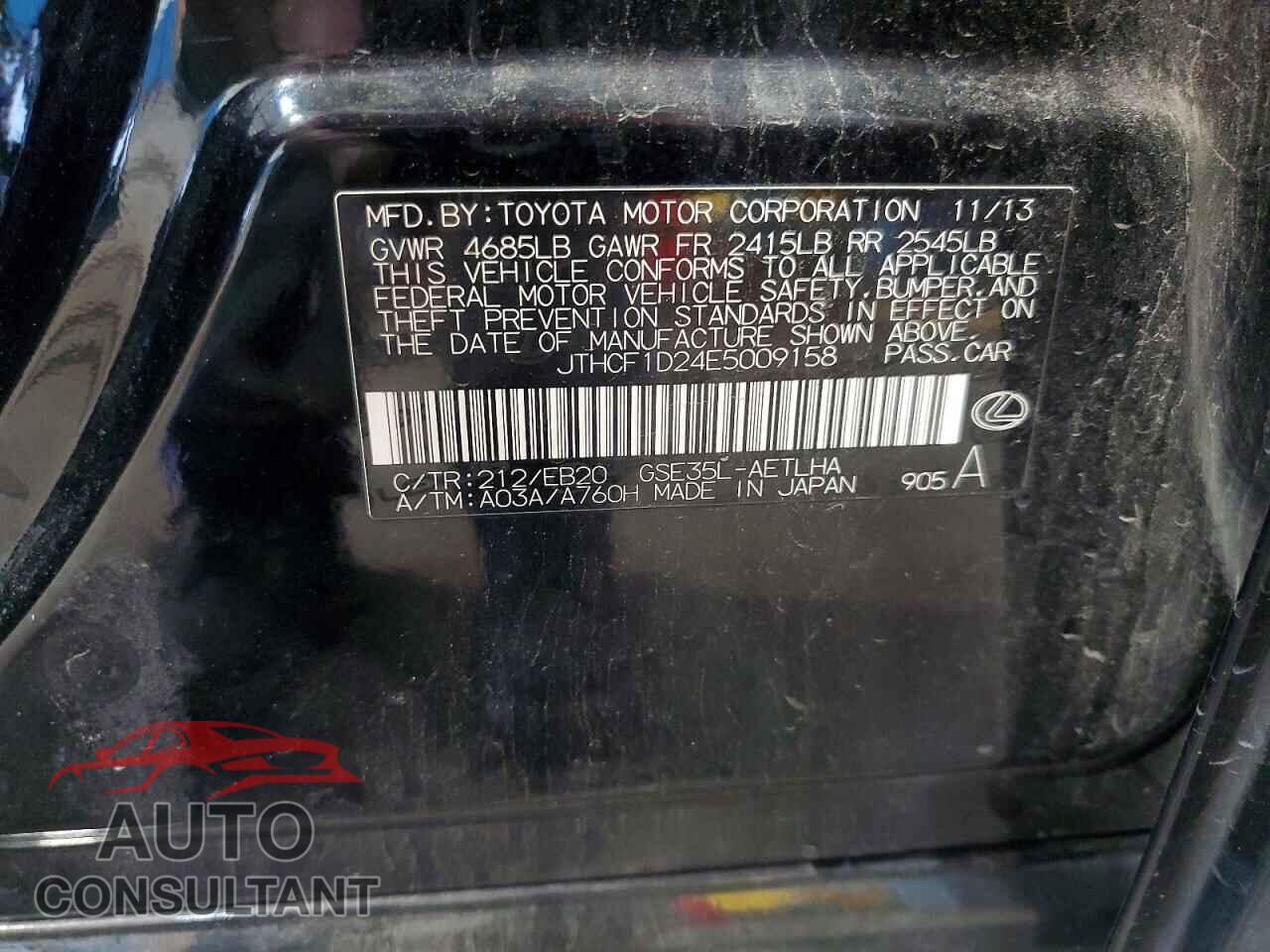 LEXUS IS 2014 - JTHCF1D24E5009158
