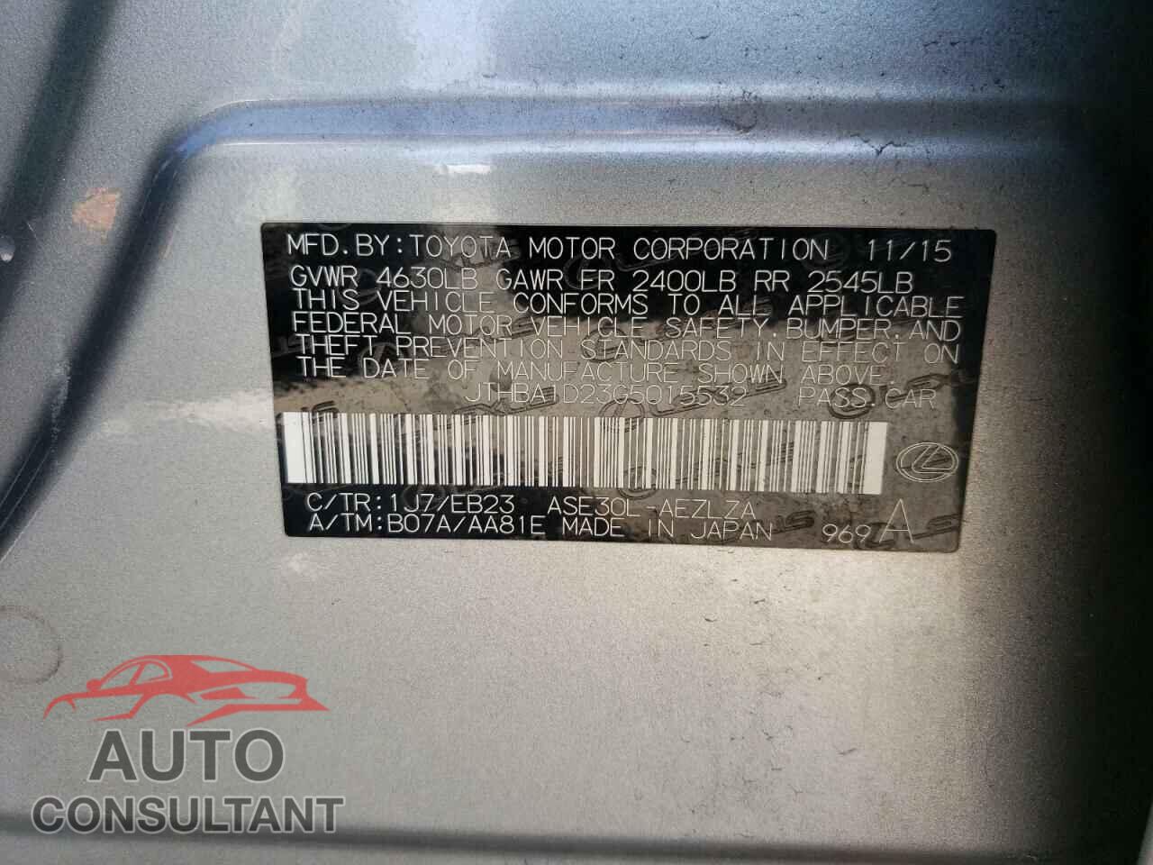 LEXUS IS 2016 - JTHBA1D23G5015532