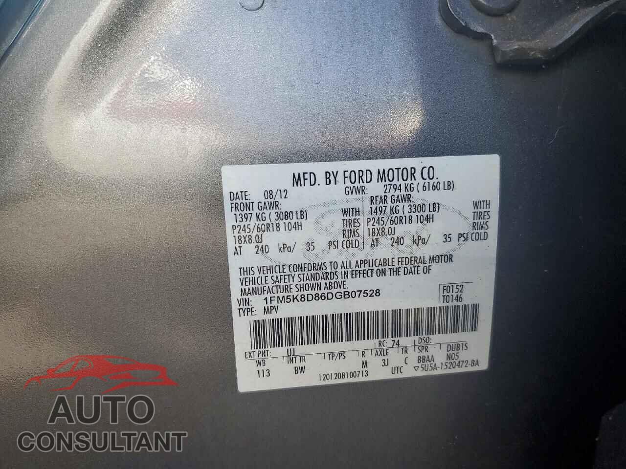 FORD EXPLORER 2013 - 1FM5K8D86DGB07528