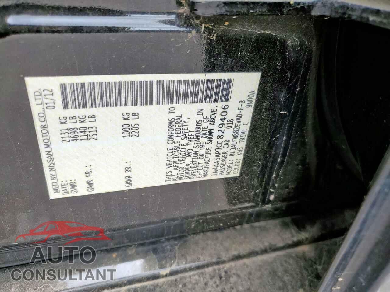 NISSAN MAXIMA 2012 - 1N4AA5AP3CC829406