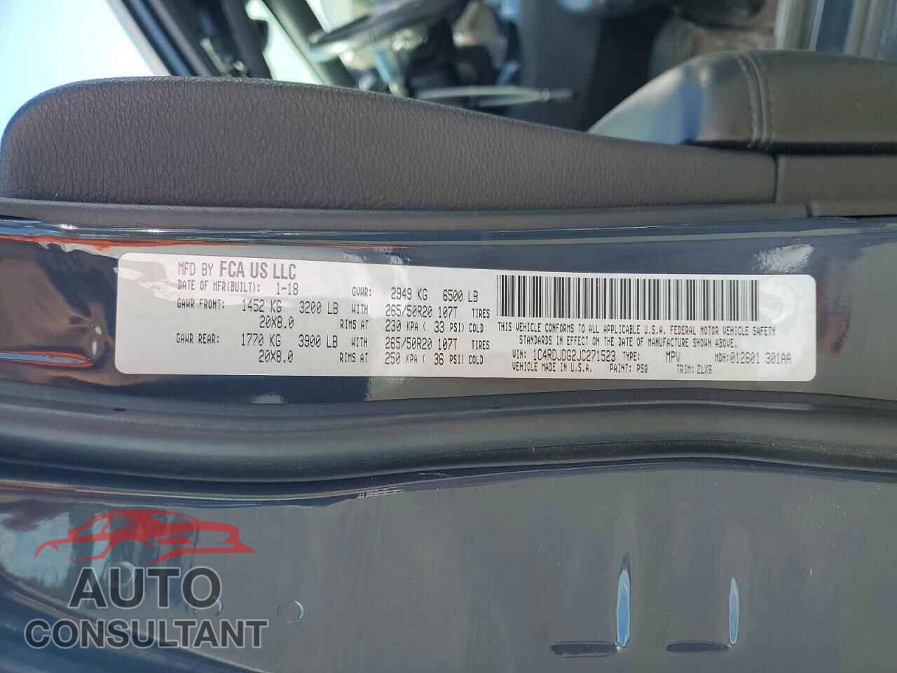 DODGE DURANGO 2018 - 1C4RDJDG2JC271523