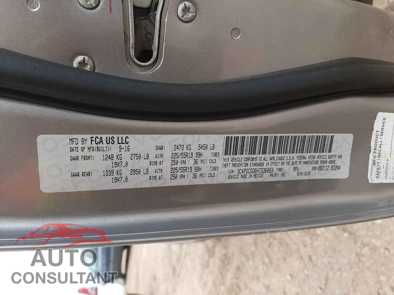 DODGE JOURNEY 2017 - 3C4PDCGG6HT536053