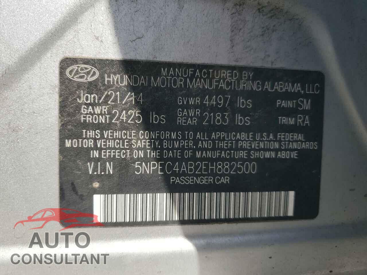 HYUNDAI SONATA 2014 - 5NPEC4AB2EH882500