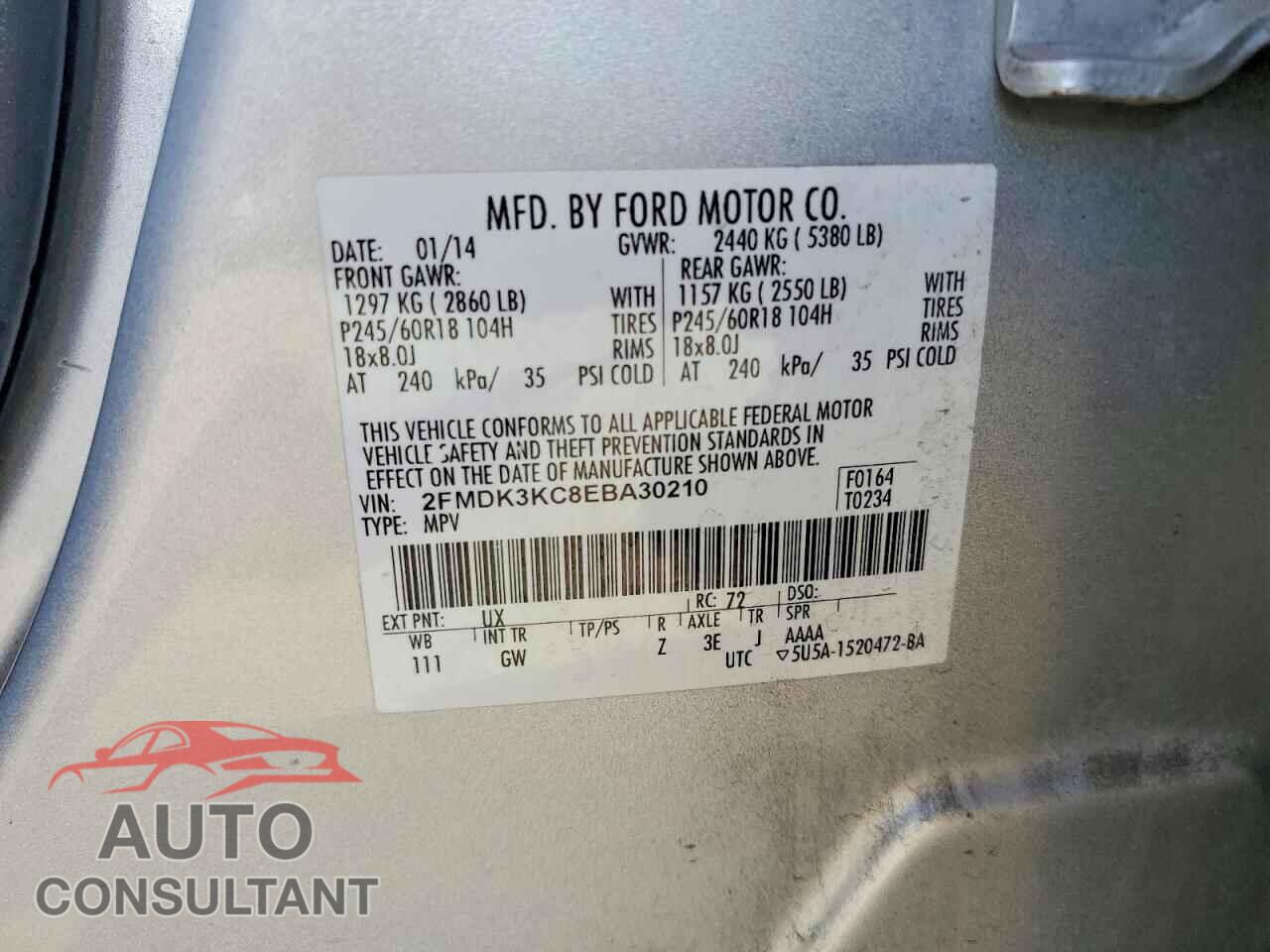 FORD EDGE 2014 - 2FMDK3KC8EBA30210