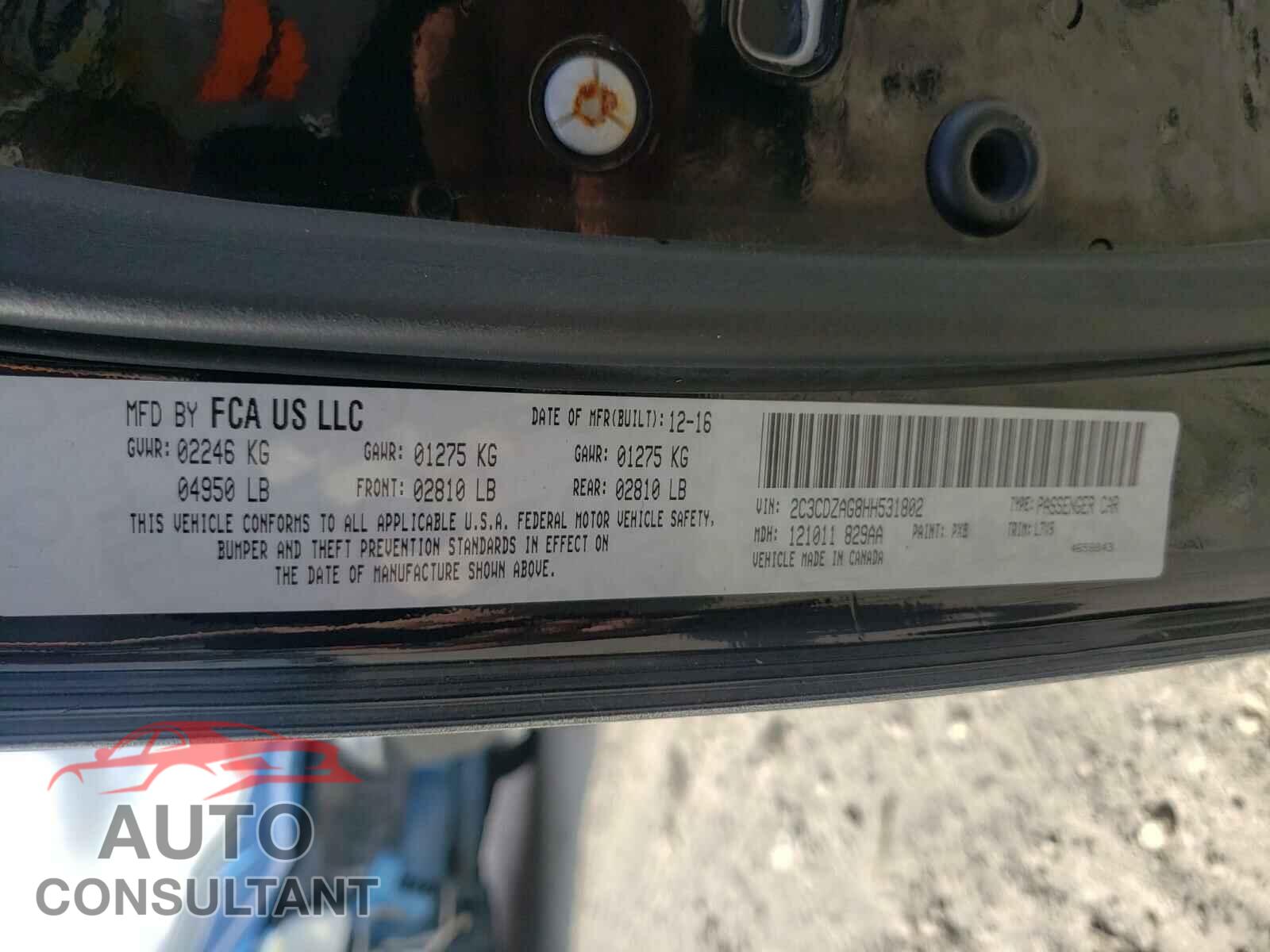 DODGE CHALLENGER 2017 - 2C3CDZAG8HH531802