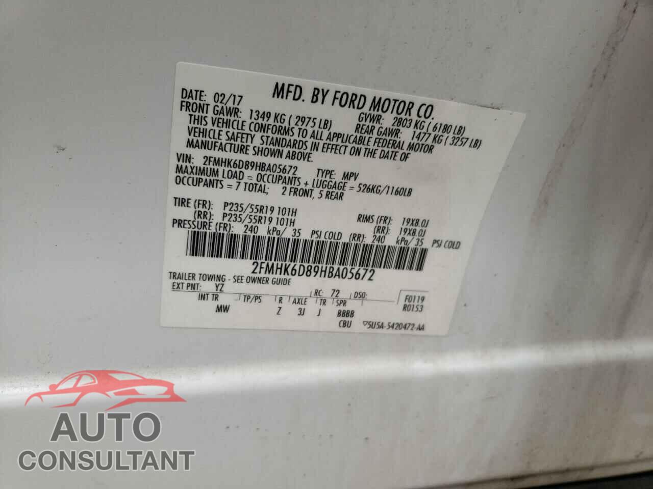 FORD FLEX 2017 - 2FMHK6D89HBA05672