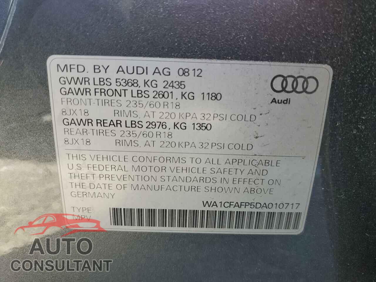 AUDI Q5 2013 - WA1CFAFP5DA010717
