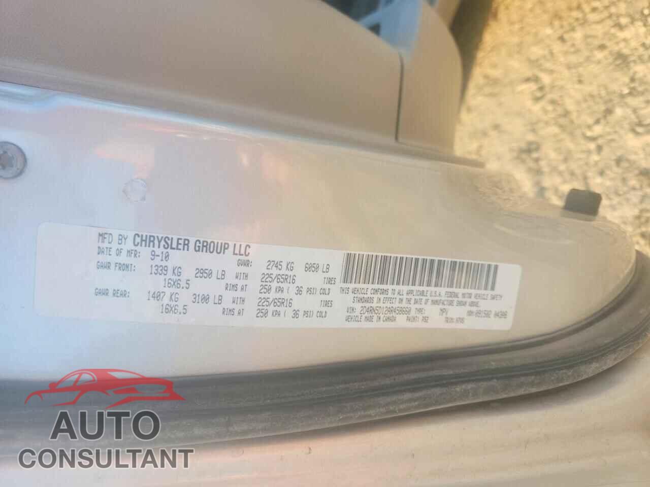 DODGE CARAVAN 2010 - 2D4RN5D12AR458660