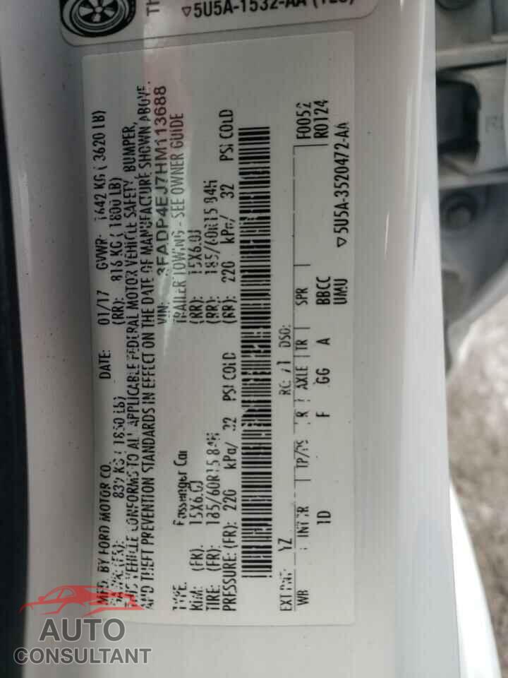 FORD FIESTA 2017 - 3FADP4EJ7HM113688