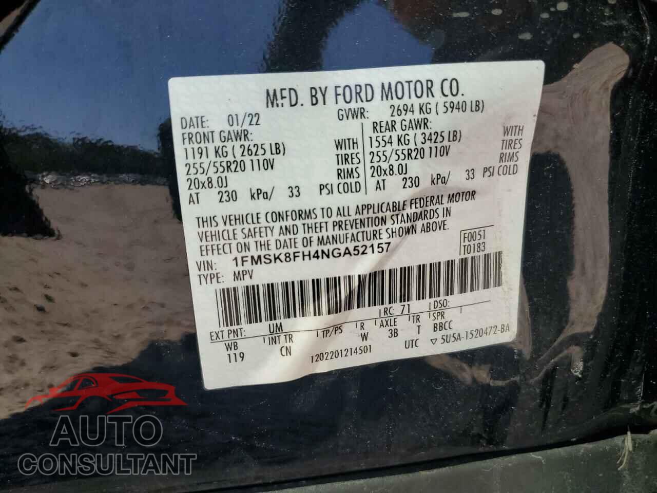 FORD EXPLORER 2022 - 1FMSK8FH4NGA52157