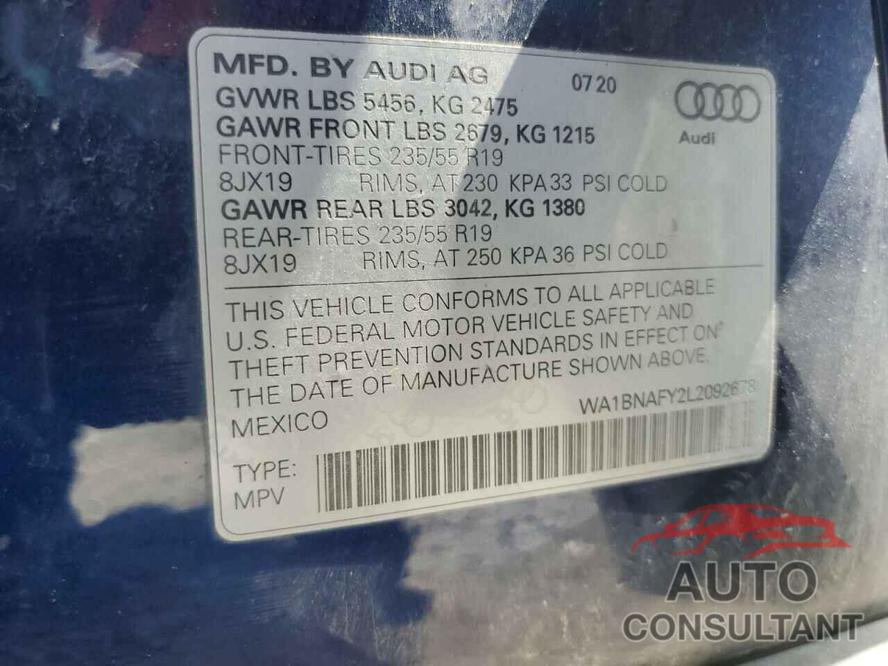 AUDI Q5 2020 - WA1BNAFY2L2092678