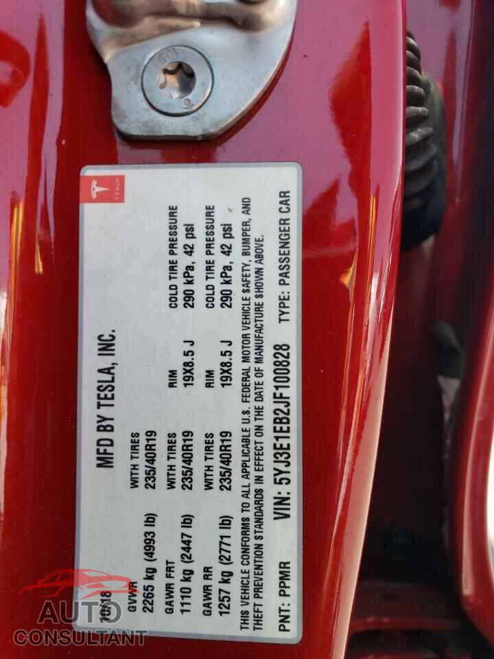 TESLA MODEL 3 2018 - 5YJ3E1EB2JF100828