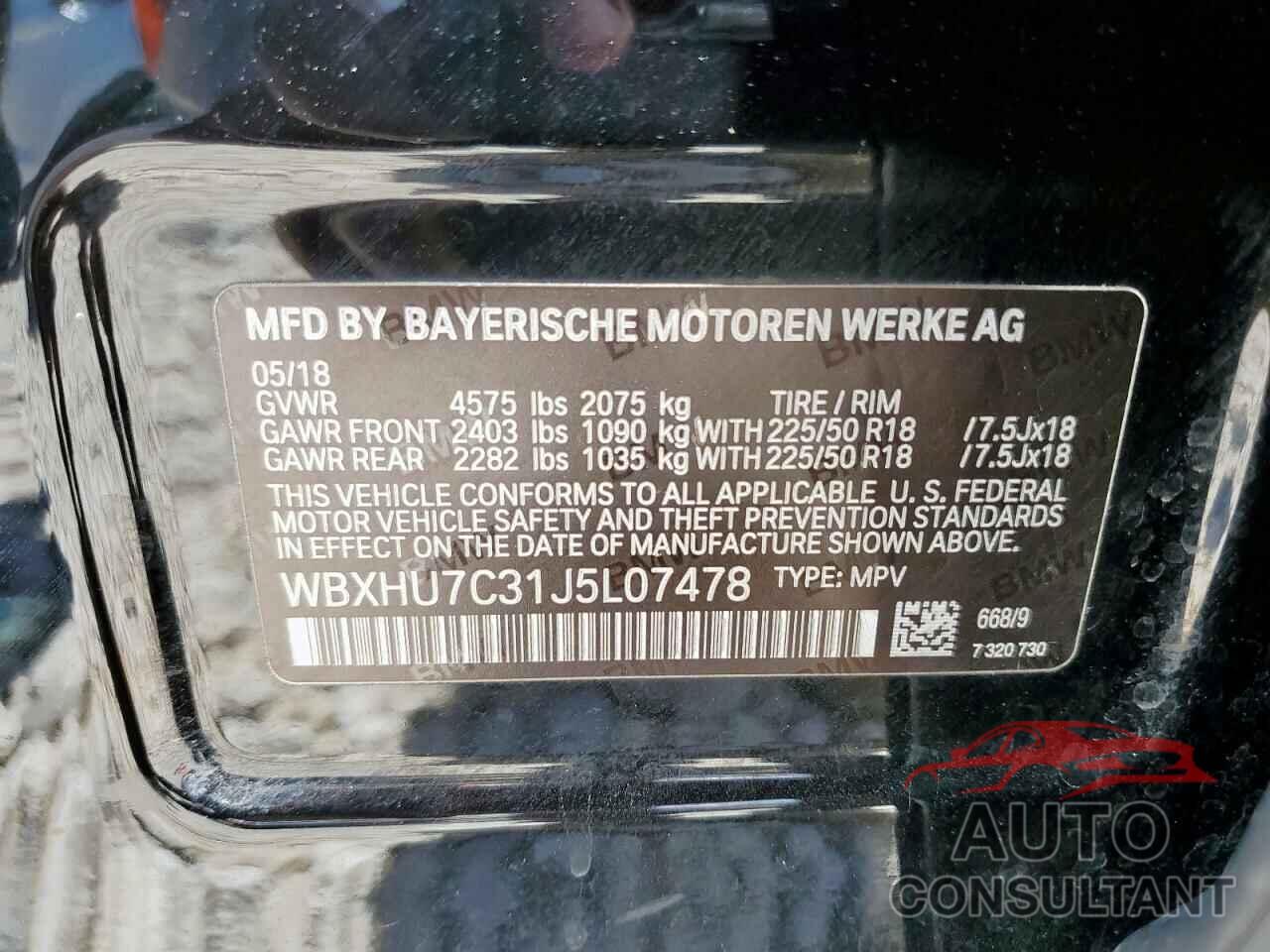 BMW X1 2018 - WBXHU7C31J5L07478
