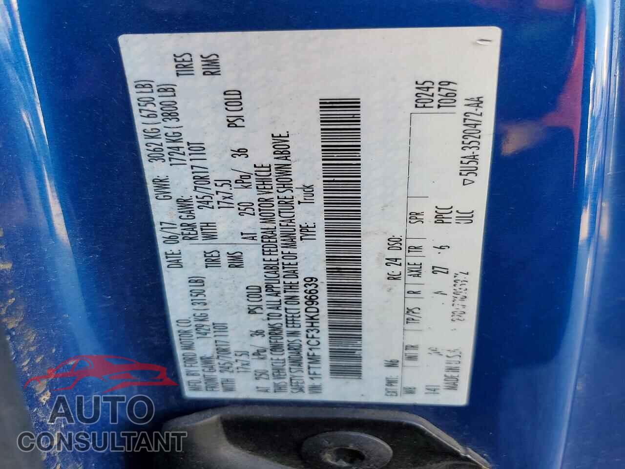FORD F150 2017 - 1FTMF1CF3HKD96639