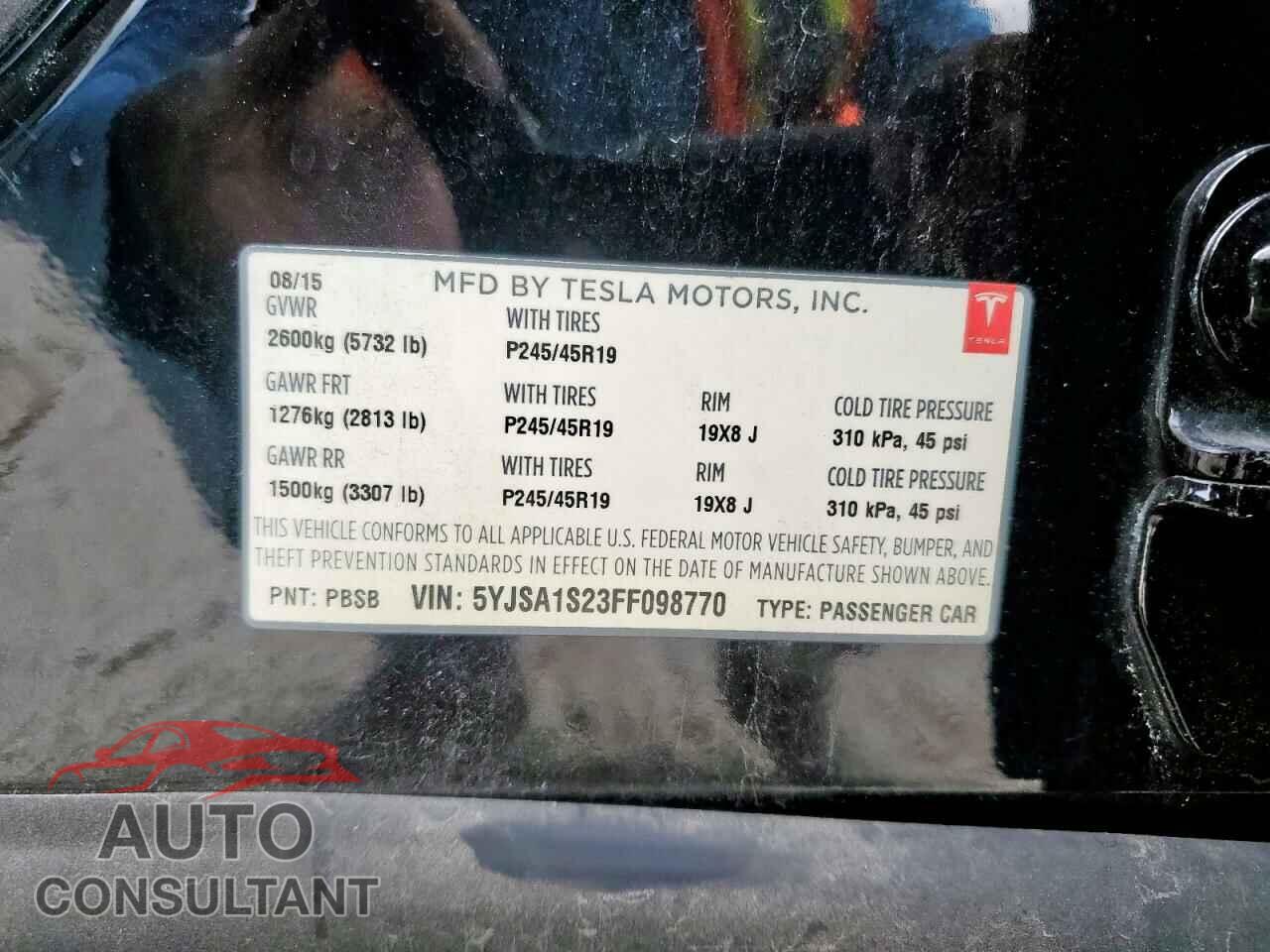 TESLA MODEL S 2015 - 5YJSA1S23FF098770