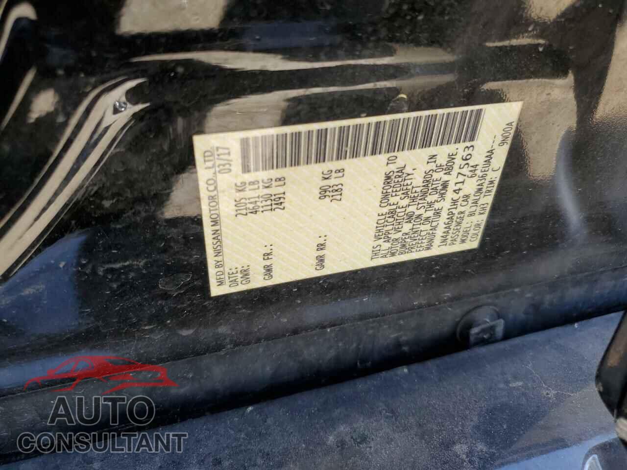 NISSAN MAXIMA 2017 - 1N4AA6AP1HC417563