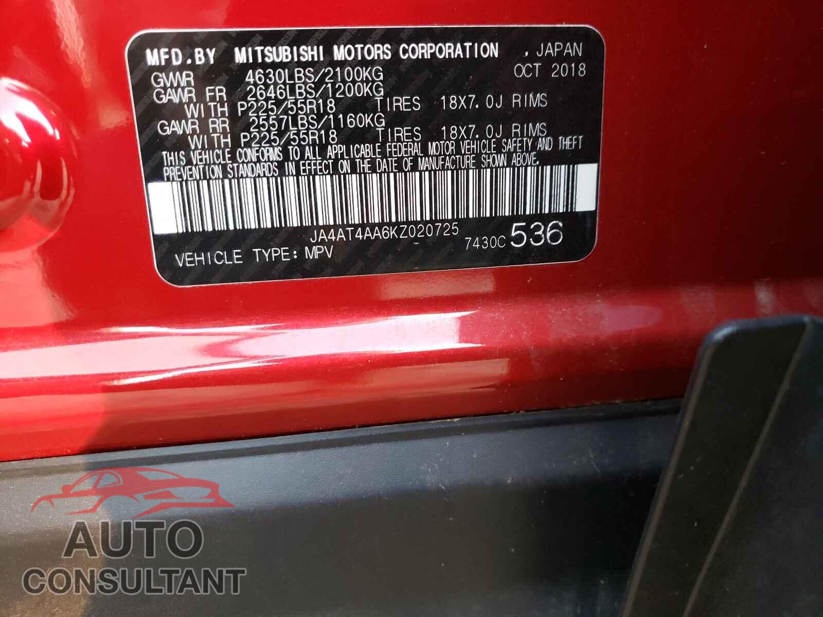 MITSUBISHI ECLIPSE 2019 - JA4AT4AA6KZ020725
