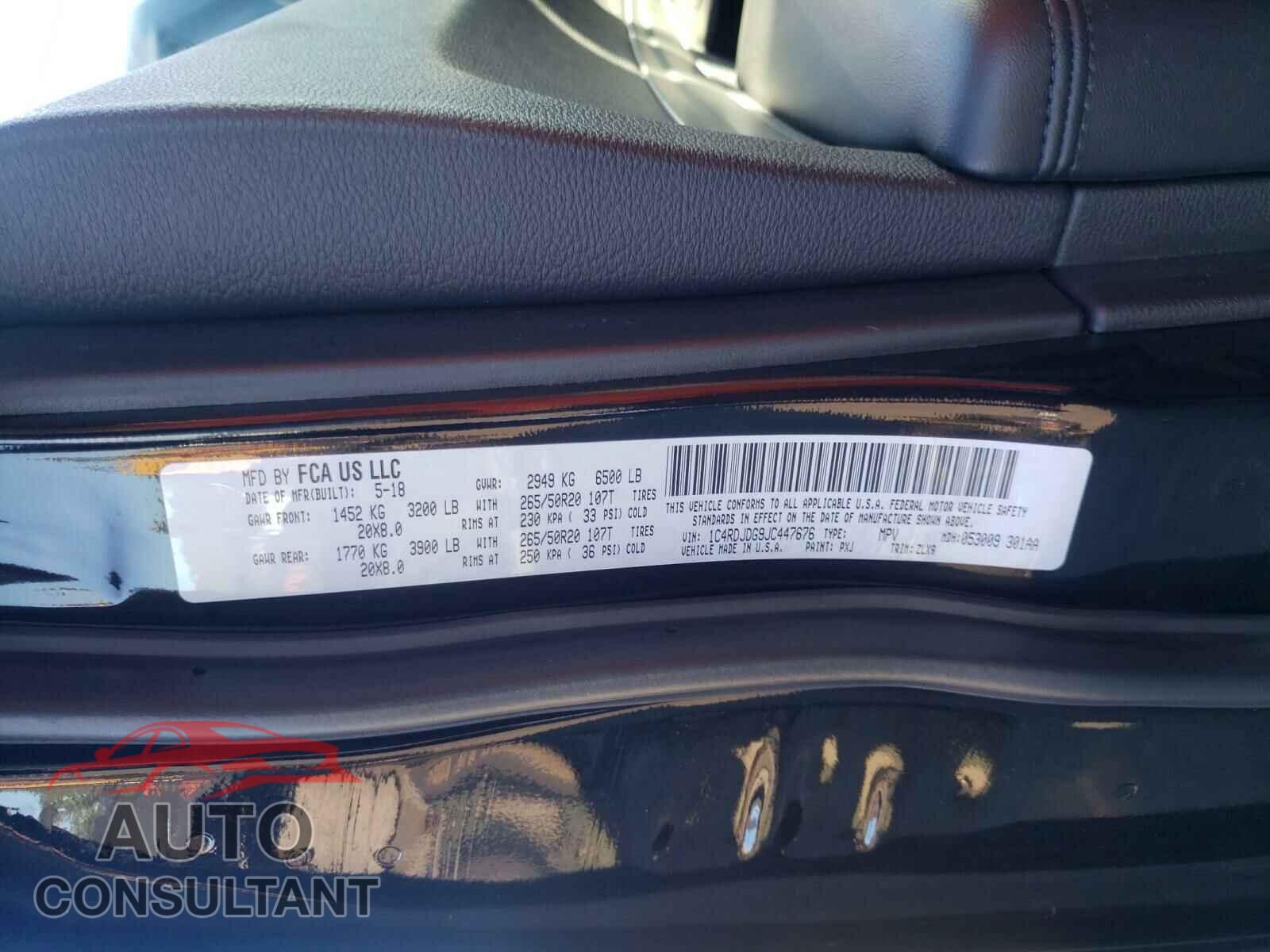 DODGE DURANGO 2018 - 1C4RDJDG9JC447676