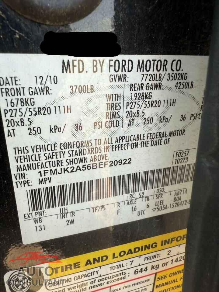 FORD EXPEDITION 2011 - 1FMJK2A56BEF20922