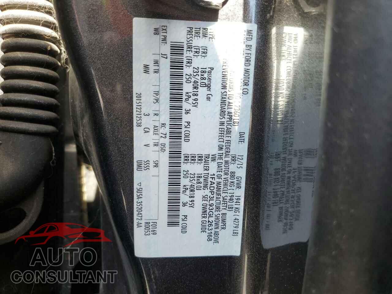 FORD FOCUS 2016 - 1FADP3L93GL263168