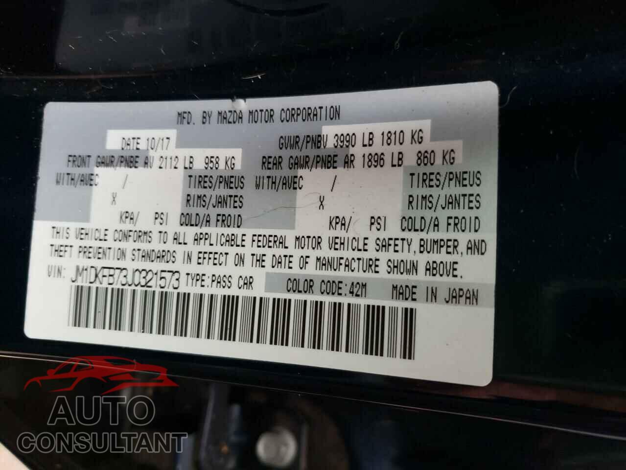 MAZDA CX-3 2018 - JM1DKFB73J0321573