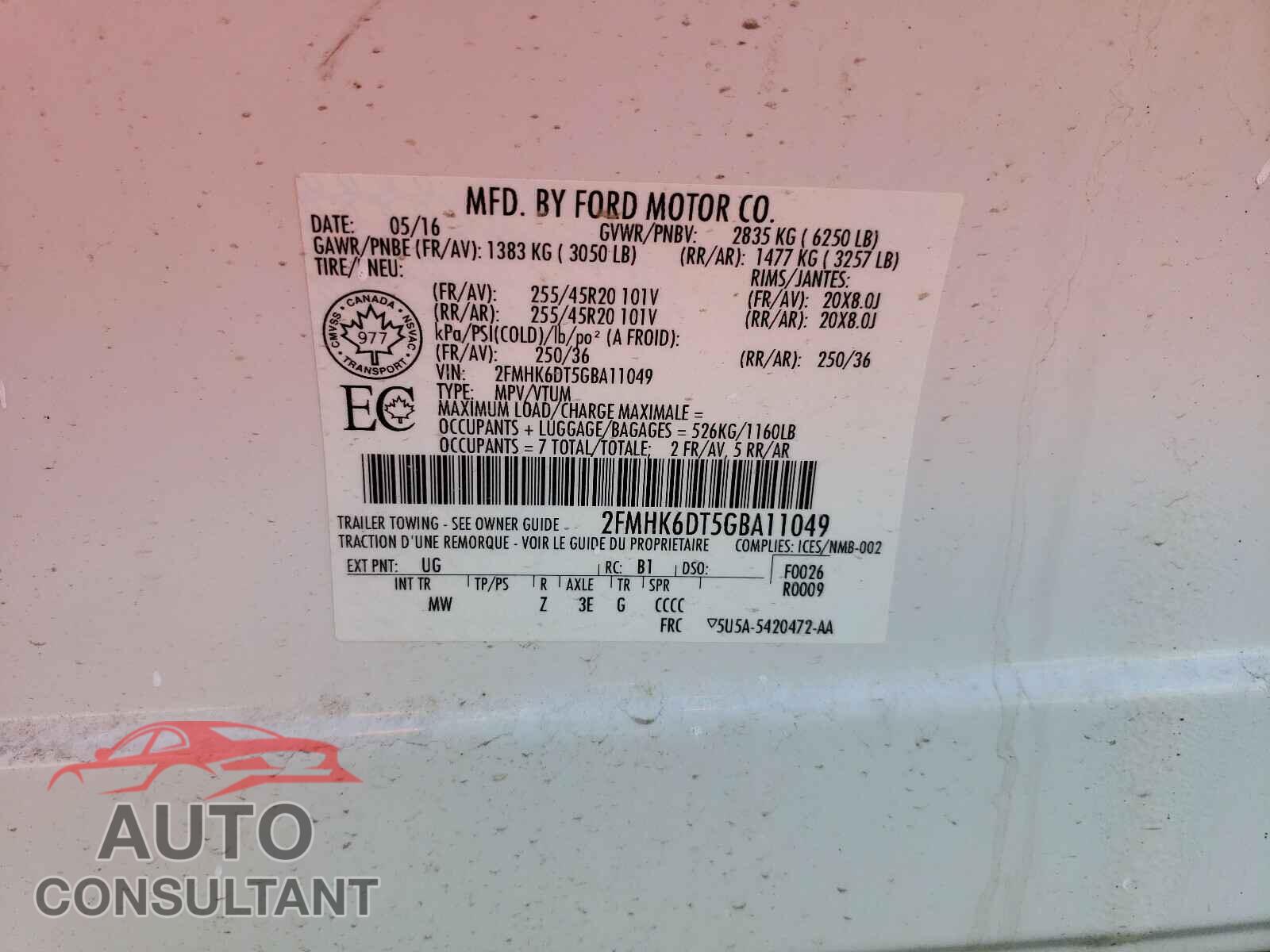 FORD FLEX 2016 - 2FMHK6DT5GBA11049