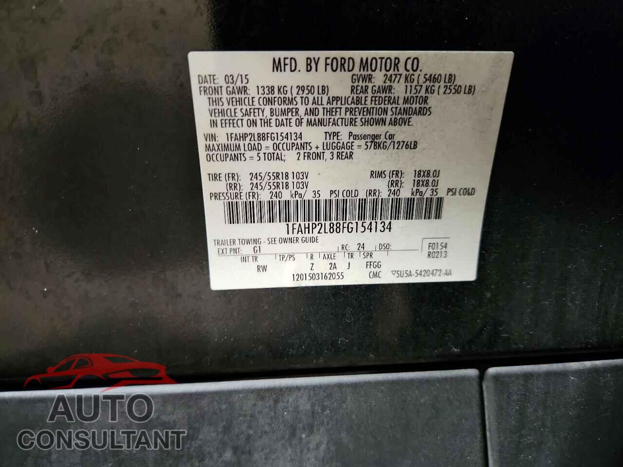 FORD TAURUS 2015 - 1FAHP2L88FG154134
